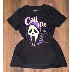 Ghost Face Graphic Tee Womens Medium Black Scream Horror Call Me Shirt